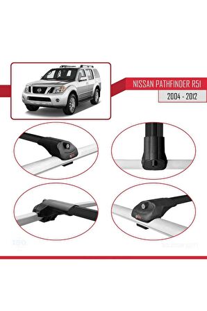 Nissan Pathfinder (R51) 2004-2012 Arası ile uyumlu ACE-1 Ara Atkı Tavan Barı SİYAH 3 ADET BAR