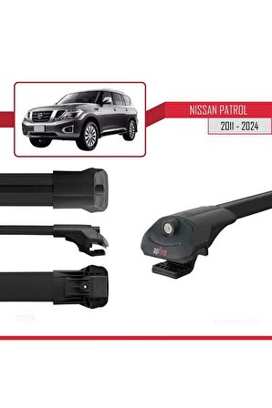 Nissan Patrol Y62 2011 ve Sonrası ile uyumlu ACE-1 Ara Atkı Tavan Barı SİYAH