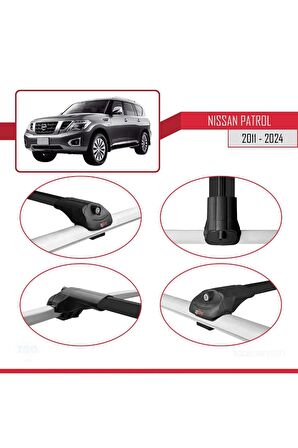 Nissan Patrol Y62 2011 ve Sonrası ile uyumlu ACE-1 Ara Atkı Tavan Barı SİYAH