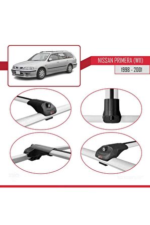 Nissan Primera (W11) 1998-2001 Arası ile uyumlu ACE-1 Ara Atkı Tavan Barı GRİ 3 ADET BAR