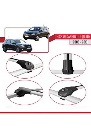 Nissan Qashqai +2 (NJ10) 2008-2013 Arası ile uyumlu ACE-1 Ara Atkı Tavan Barı GRİ