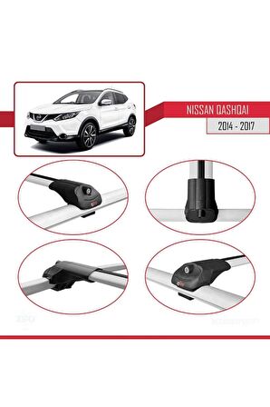 Nissan Qashqai 2014-2017 Arası ile uyumlu ACE-1 Ara Atkı Tavan Barı GRİ