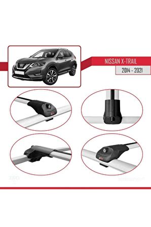 Nissan X-Trail 2014-2021 Arası ile uyumlu ACE-1 Ara Atkı Tavan Barı GRİ