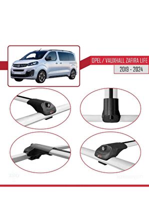 Opel / Vauxhall Zafira Life 2019 ve Sonrası ile uyumlu ACE-1 Ara Atkı Tavan Barı GRİ