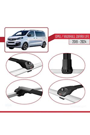 Opel / Vauxhall Zafira Life 2019 ve Sonrası ile uyumlu ACE-1 Ara Atkı Tavan Barı SİYAH