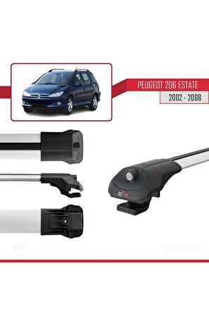 Peugeot 206 Estate 2002-2008 Arası ile uyumlu ACE-1 Ara Atkı Tavan Barı GRİ