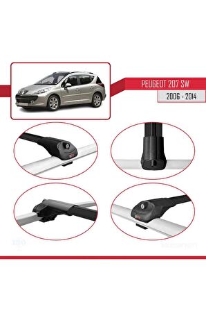 Peugeot 207 SW 2006-2014 Arası ile uyumlu ACE-1 Ara Atkı Tavan Barı SİYAH