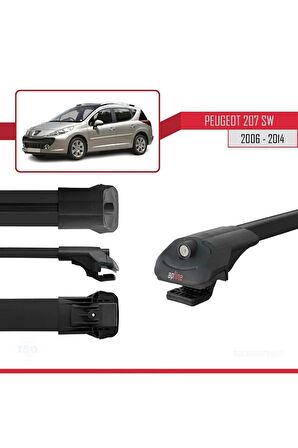 Peugeot 207 SW 2006-2014 Arası ile uyumlu ACE-1 Ara Atkı Tavan Barı SİYAH 3 ADET BAR