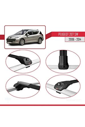 Peugeot 207 SW 2006-2014 Arası ile uyumlu ACE-1 Ara Atkı Tavan Barı SİYAH 3 ADET BAR