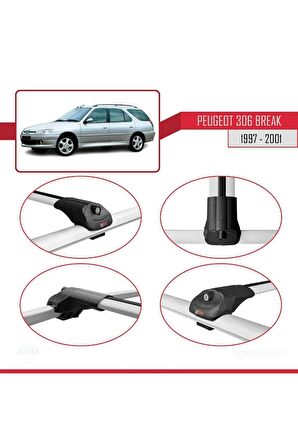 Peugeot 306 Estate 1997-2001 Arası ile uyumlu ACE-1 Ara Atkı Tavan Barı GRİ