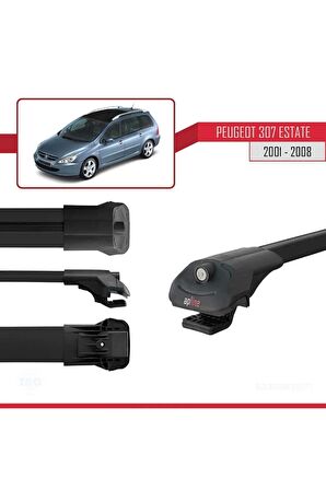 Peugeot 307 ESTATE 2001-2008 Arası ile uyumlu ACE-1 Ara Atkı Tavan Barı SİYAH