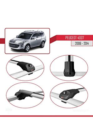 Peugeot 4007 2006-2014 Arası ile uyumlu ACE-1 Ara Atkı Tavan Barı GRİ