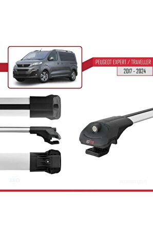 Peugeot Expert - Traveller 2017 ve Sonrası ile uyumlu ACE-1 Ara Atkı Tavan Barı GRİ