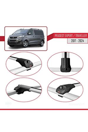 Peugeot Expert - Traveller 2017 ve Sonrası ile uyumlu ACE-1 Ara Atkı Tavan Barı GRİ