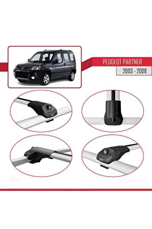 Peugeot Partner 2003-2008 Arası ile uyumlu ACE-1 Ara Atkı Tavan Barı GRİ