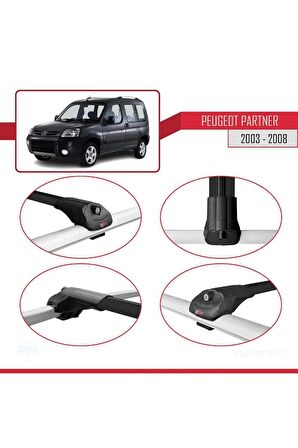 Peugeot Partner 2003-2008 Arası ile uyumlu ACE-1 Ara Atkı Tavan Barı SİYAH