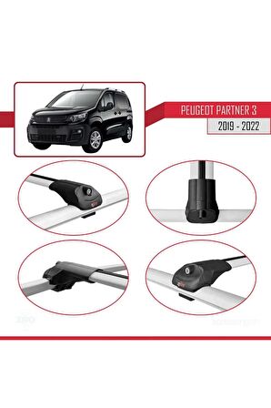 Peugeot Partner 2019-2022 Arası ile uyumlu ACE-1 Ara Atkı Tavan Barı GRİ