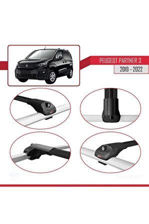 Peugeot Partner 2019-2024 Arası Ile Uyumlu Ace-1 Ara Atkı Tavan Barı Siyah