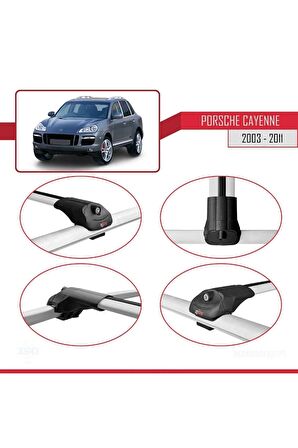 Porsche Cayenne 2003-2011 Arası ile uyumlu ACE-1 Ara Atkı Tavan Barı GRİ