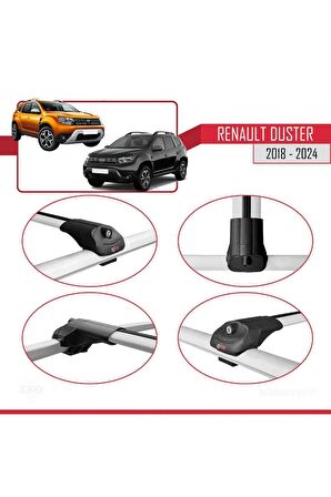 Renault Duster (HM) 2018 ve Sonrası ile uyumlu ACE-1 Ara Atkı Tavan Barı GRİ