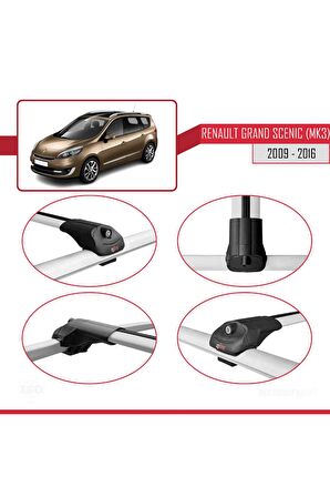 Renault Grand Scenic (Mk3) 2009-2016 Arası ile uyumlu ACE-1 Ara Atkı Tavan Barı GRİ 3 ADET BAR