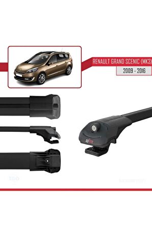 Renault Grand Scenic (Mk3) 2009-2016 Arası ile uyumlu ACE-1 Ara Atkı Tavan Barı SİYAH