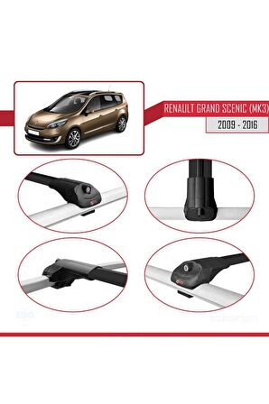 Renault Grand Scenic (Mk3) 2009-2016 Arası ile uyumlu ACE-1 Ara Atkı Tavan Barı SİYAH 3 ADET BAR