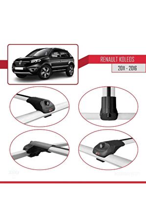 Renault Koleos 2011-2016 Arası ile uyumlu ACE-1 Ara Atkı Tavan Barı GRİ 3 ADET BAR