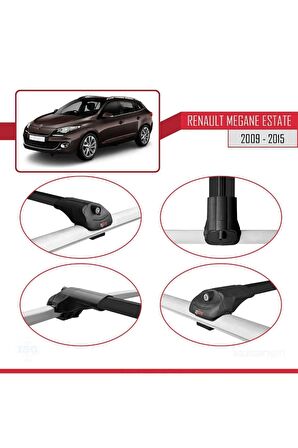 Renault Megane GRANDTOUR 2009-2015 Arası ile uyumlu ACE-1 Ara Atkı Tavan Barı SİYAH