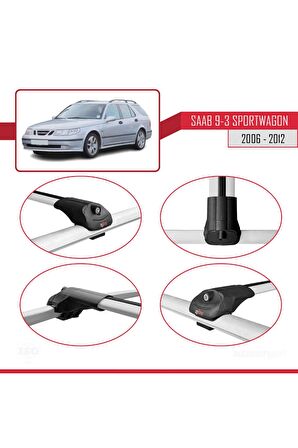 Saab 9-3 Sportwagon 2006-2012 Arası ile uyumlu ACE-1 Ara Atkı Tavan Barı GRİ