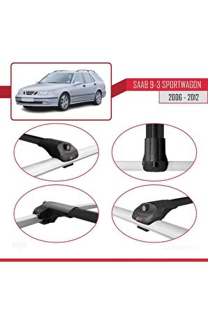 Saab 9-3 Sportwagon 2006-2012 Arası ile uyumlu ACE-1 Ara Atkı Tavan Barı SİYAH