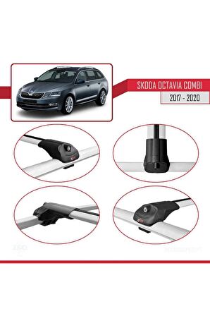 Skoda Octavia COMBI 2017-2020 Arası ile uyumlu ACE-1 Ara Atkı Tavan Barı GRİ