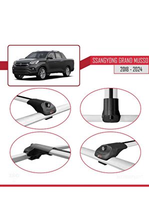 Ssangyong Grand Musso 2018 ve Sonrası ile uyumlu ACE-1 Ara Atkı Tavan Barı GRİ 3 ADET BAR