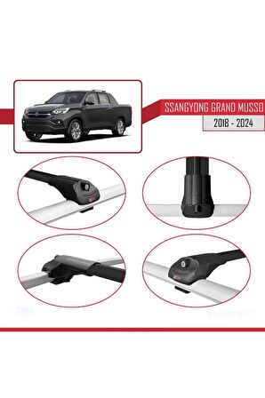 Ssangyong Grand Musso 2018 ve Sonrası ile uyumlu ACE-1 Ara Atkı Tavan Barı SİYAH