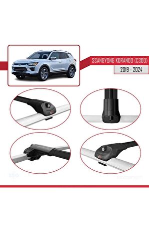 Ssangyong Korando (C300) 2019 ve Sonrası ile uyumlu ACE-1 Ara Atkı Tavan Barı SİYAH