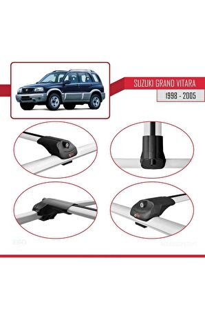 Suzuki Grand Vitara 1998-2005 Arası ile uyumlu ACE-1 Ara Atkı Tavan Barı GRİ
