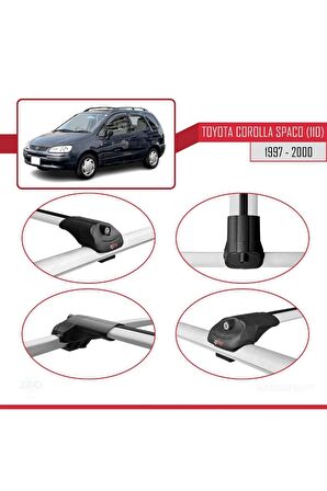 Toyota Corolla Spacio (E110) 1997-2000 Arası ile uyumlu ACE-1 Ara Atkı Tavan Barı GRİ