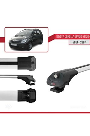 Toyota Corolla Spacio (E120) 2001-2007 Arası ile uyumlu ACE-1 Ara Atkı Tavan Barı GRİ