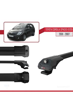 Toyota Corolla Spacio (E120) 2001-2007 Arası ile uyumlu ACE-1 Ara Atkı Tavan Barı SİYAH