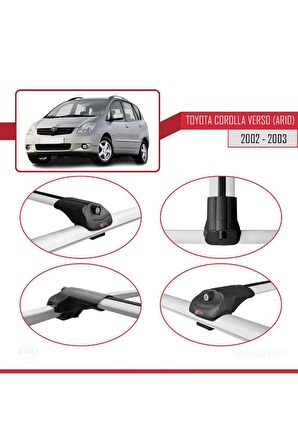 Toyota Corolla Verso (AR10) 2002-2003 Arası ile uyumlu ACE-1 Ara Atkı Tavan Barı GRİ