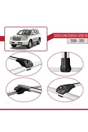 Toyota Land Cruiser (J200) V8 2008-2021 Arası ile uyumlu ACE-1 Ara Atkı Tavan Barı GRİ