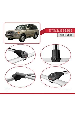 Toyota Land Cruiser 2003-2009 Arası ile uyumlu ACE-1 Ara Atkı Tavan Barı GRİ
