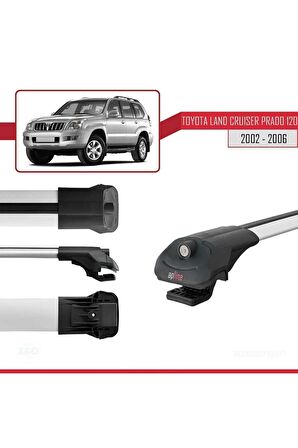 Toyota Land Cruiser Prado (J120) 2002-2006 Arası ile uyumlu ACE-1 Ara Atkı Tavan Barı GRİ 3 ADET BAR