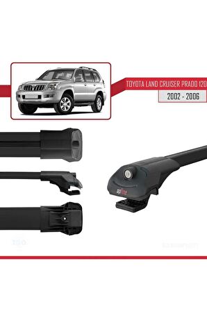 Toyota Land Cruiser Prado (J120) 2002-2006 Arası ile uyumlu ACE-1 Ara Atkı Tavan Barı SİYAH