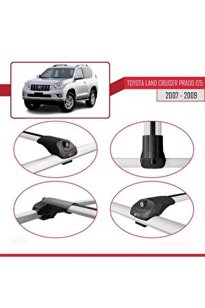 Toyota Land Cruiser Prado (J125) 2007-2009 Arası ile uyumlu ACE-1 Ara Atkı Tavan Barı GRİ