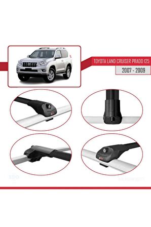 Toyota Land Cruiser Prado (J125) 2007-2009 Arası ile uyumlu ACE-1 Ara Atkı Tavan Barı SİYAH