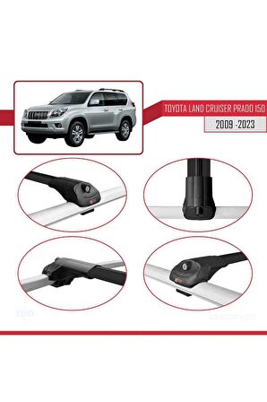 Toyota Land Cruiser Prado (J150) 2009-2023 Arası ile uyumlu ACE-1 Ara Atkı Tavan Barı SİYAH