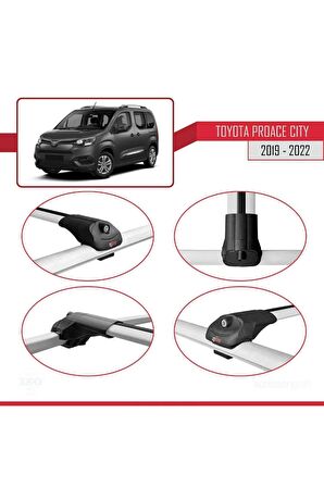 Toyota Proace City 2019-2024 Arası Ile Uyumlu Ace-1 Ara Atkı Tavan Barı Gri 3 Adet Bar