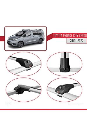Toyota Proace City Verso 2019-2022 Arası ile uyumlu ACE-1 Ara Atkı Tavan Barı GRİ