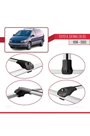 Toyota Sienna (XL10) 1998-2003 Arası ile uyumlu ACE-1 Ara Atkı Tavan Barı GRİ